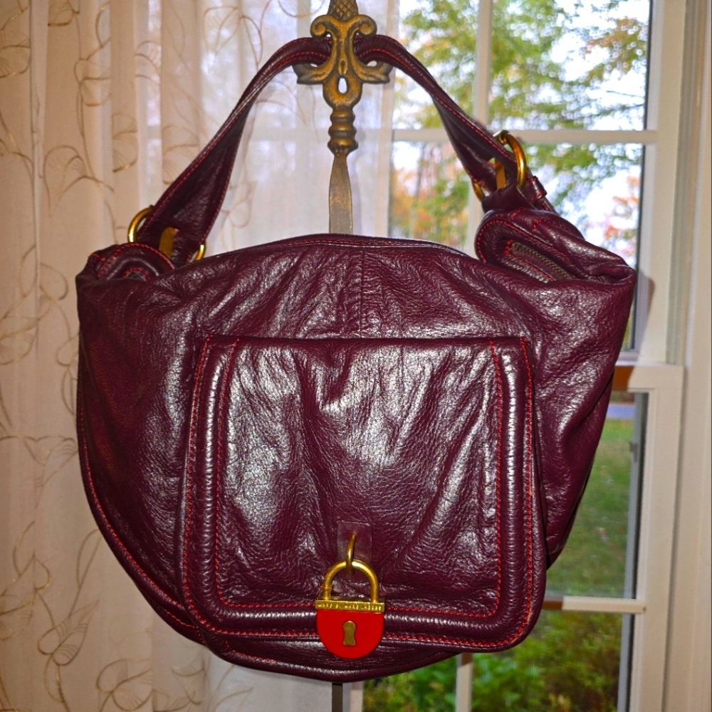 Marc By Marc Jacobs Bombay Hobo Bag Plum Padlock